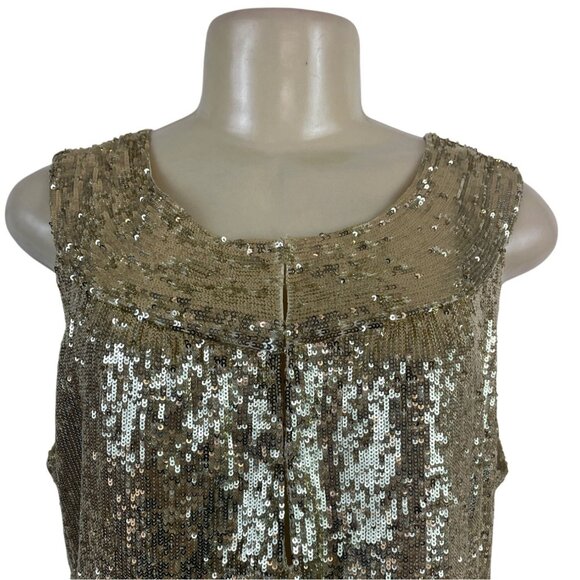 Tory Burch Womens Gold Sequin Shift Sleeveless Mini Dress Sz 14 - New - Picture 4 of 8
